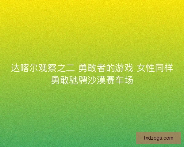 达喀尔观察之二 勇敢者的游戏 女性同样勇敢驰骋沙漠赛车场
